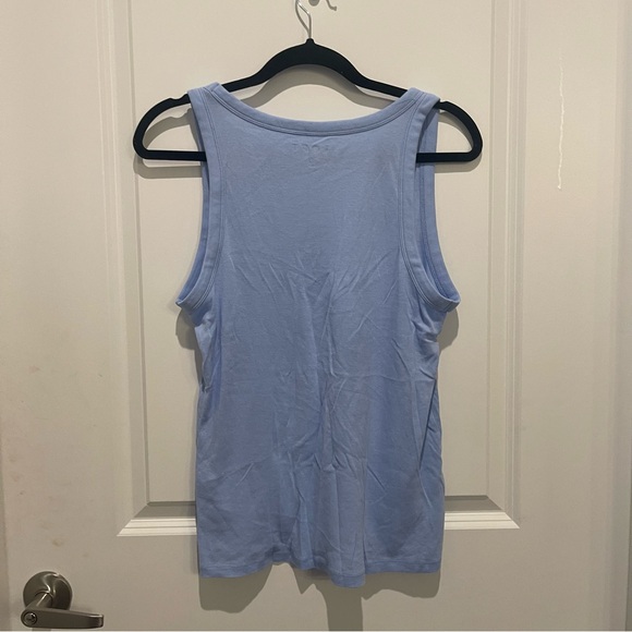 Ann Taylor LOFT periwinkle blue purple cotton v neck tank top size L - Picture 3 of 3